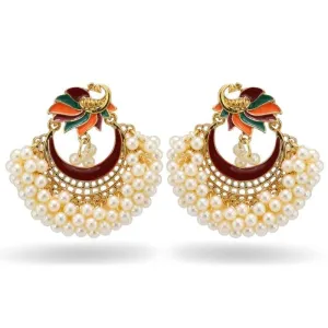 Luxury Indian Jhumki Earrings Simulated Pearls