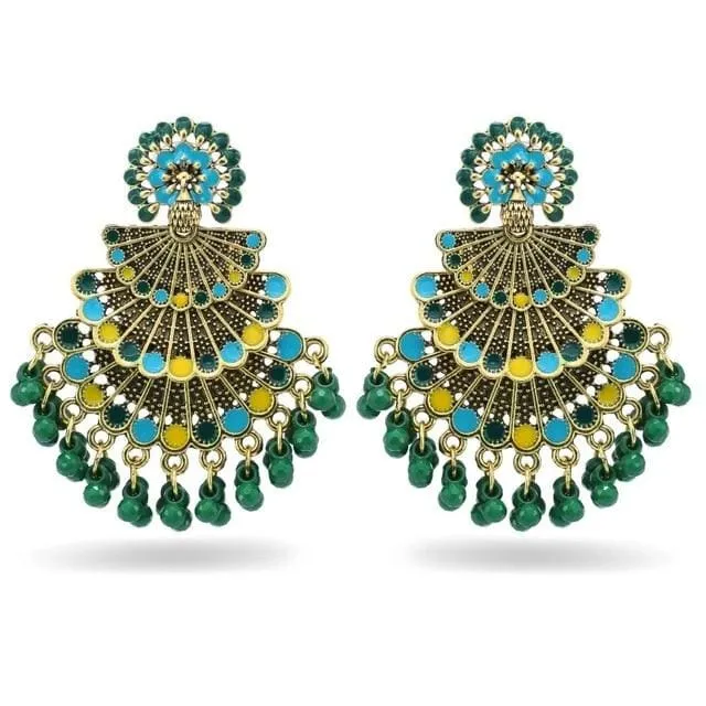 Luxury Indian Jhumki Earrings Simulated Pearls