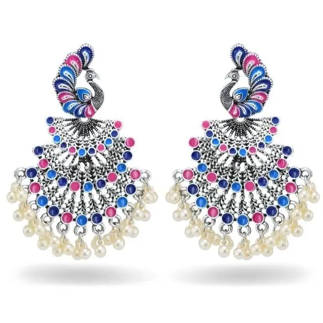 Luxury Indian Jhumki Earrings Simulated Pearls