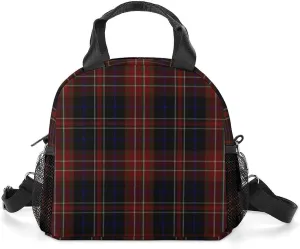 MacDonald Tartan Plaid Black Red Adjustable Shoulder Strap Insulated And Leak Proof Premium Lunch Bag Unisex