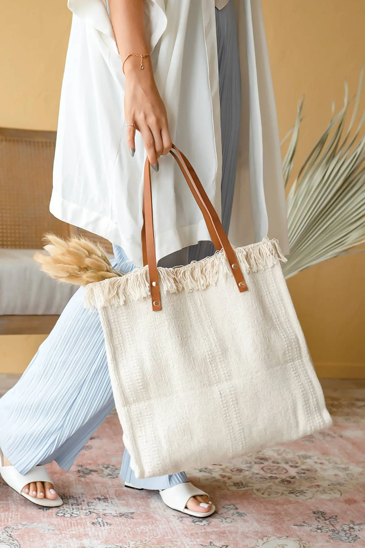 Madison Handwoven Fringe Tote