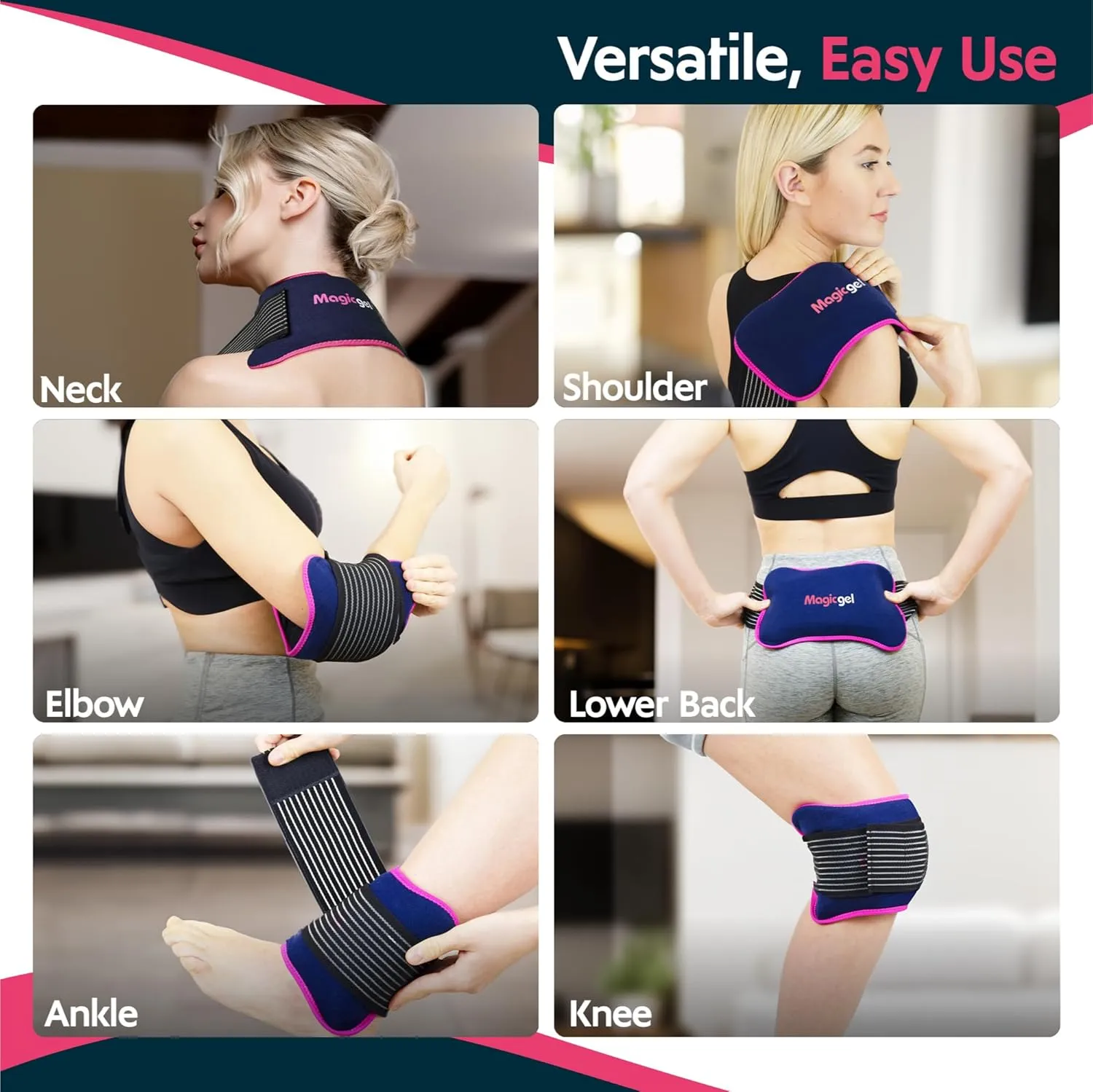 Magic Gel Ice Packs for Injuries Reusable (3 Pcs 11"x5.5") - FSA HSA Eligible | Flexible Wrap Around Gel Ice Pack Knees, Back, Shoulders, Arms and Legs | Hot and Cold Compress Cold Packs for Injuries