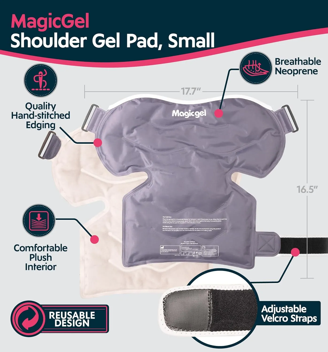 Magic Gel Shoulder Ice Pack Wrap - Reusable and Adjustable Arm Sling for Cold Shoulders Compression Men Women Pitchers Rotator Cuff - Easy to Freeze - Medcosa Blue