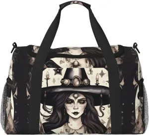 Magic Witch Witchcraft Bohemian print Large Canvas Travel Duffel Bag Weekender Bags for Women Overnight Bag Carry On Tote Bag