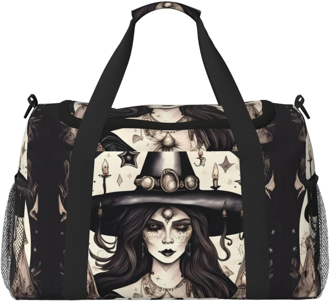 Magic Witch Witchcraft Bohemian print Large Canvas Travel Duffel Bag Weekender Bags for Women Overnight Bag Carry On Tote Bag