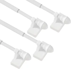 Magnetic Curtain Rods 4 Pack for Metal Doors and Windows, Multi-Use Adjustable Magnetic Rods for Small Windows Cafe Sidelight and Iron Steel Places (Adjust from 16 to 28 Inch, White)