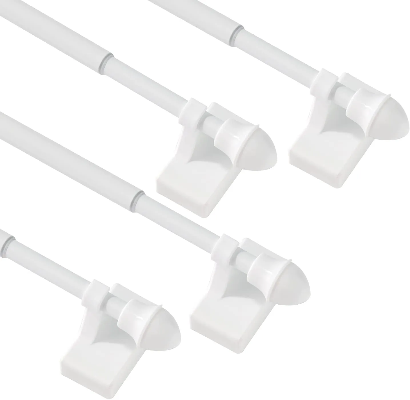 Magnetic Curtain Rods 4 Pack for Metal Doors and Windows, Multi-Use Adjustable Magnetic Rods for Small Windows Cafe Sidelight and Iron Steel Places (Adjust from 16 to 28 Inch, White)