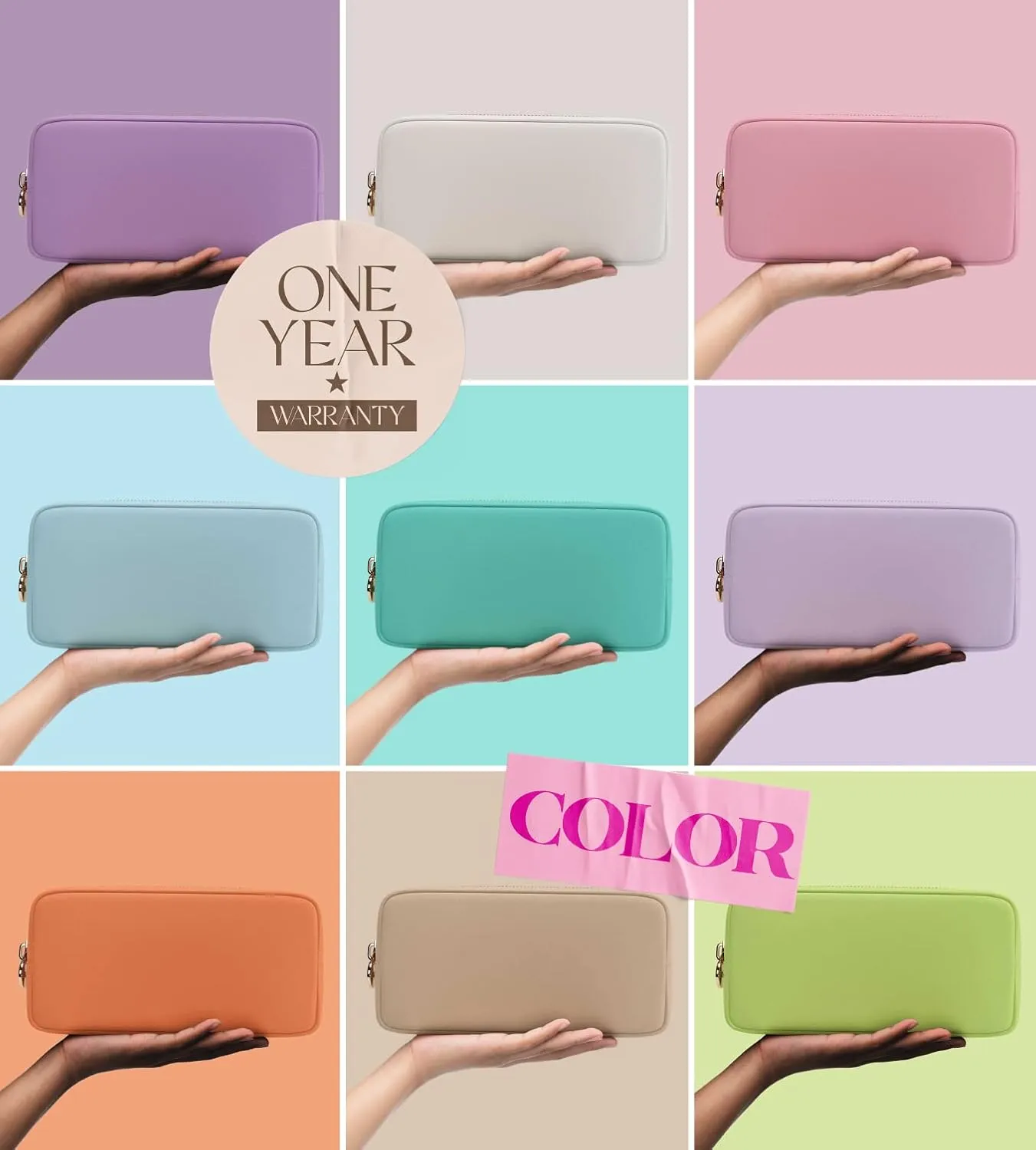 Makeup Bag Travel Cosmetics Pouch and Toiletry Bag, Nylon Zipper Pouch Purse, Cute Make Up Organizer Storage Tote for Women Girls, Waterproof Travel Skincare Case, Small Makeup Bags, Sand