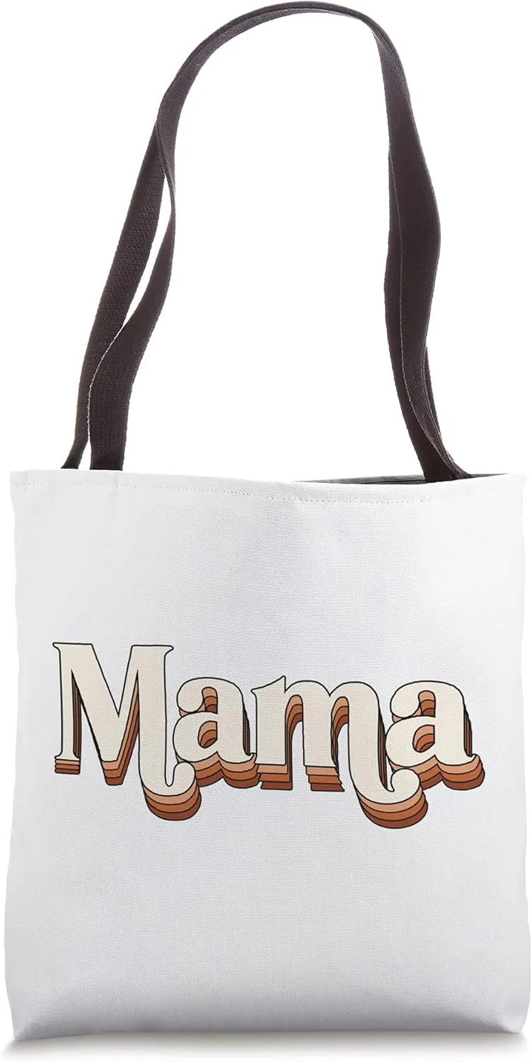 Mama Retro Vintage Beige Rust Burnt Orange Tote Bag