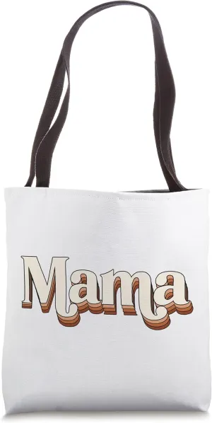 Mama Retro Vintage Beige Rust Burnt Orange Tote Bag