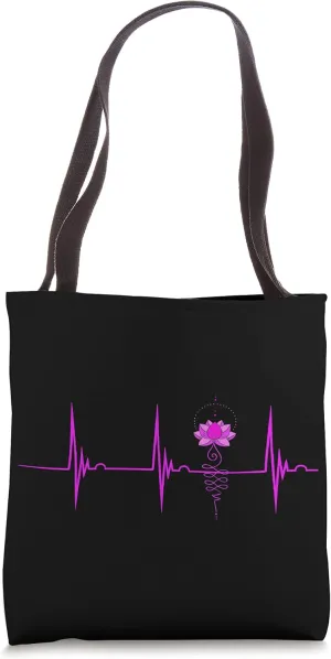 Mandala Unalome Lotus Tree Heartbeat EKG Pulse Meditation Tote Bag