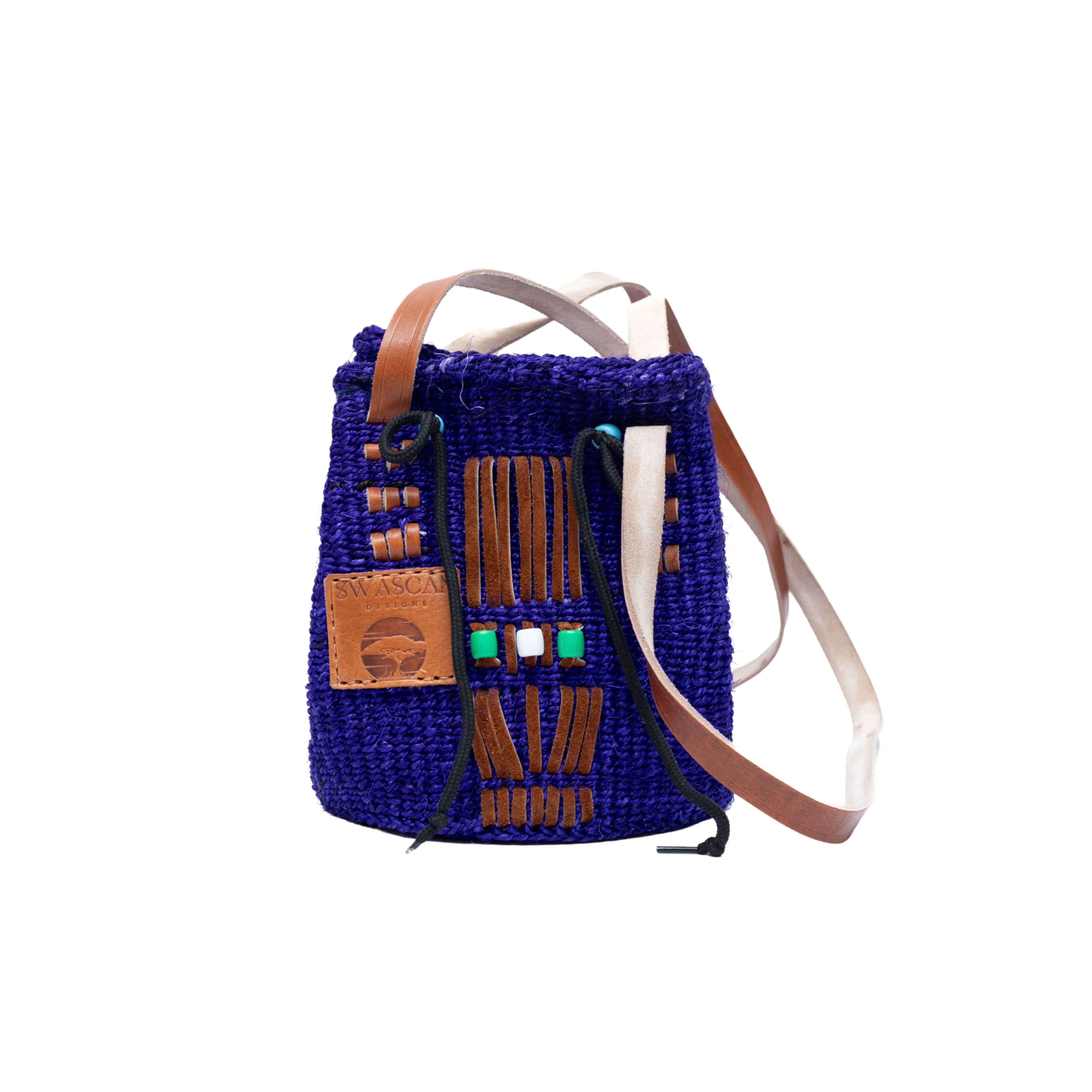 Marrakech Handwoven Sisal & Leather Drawstring Bag | Artisanal Craft with a Bohemian Flair