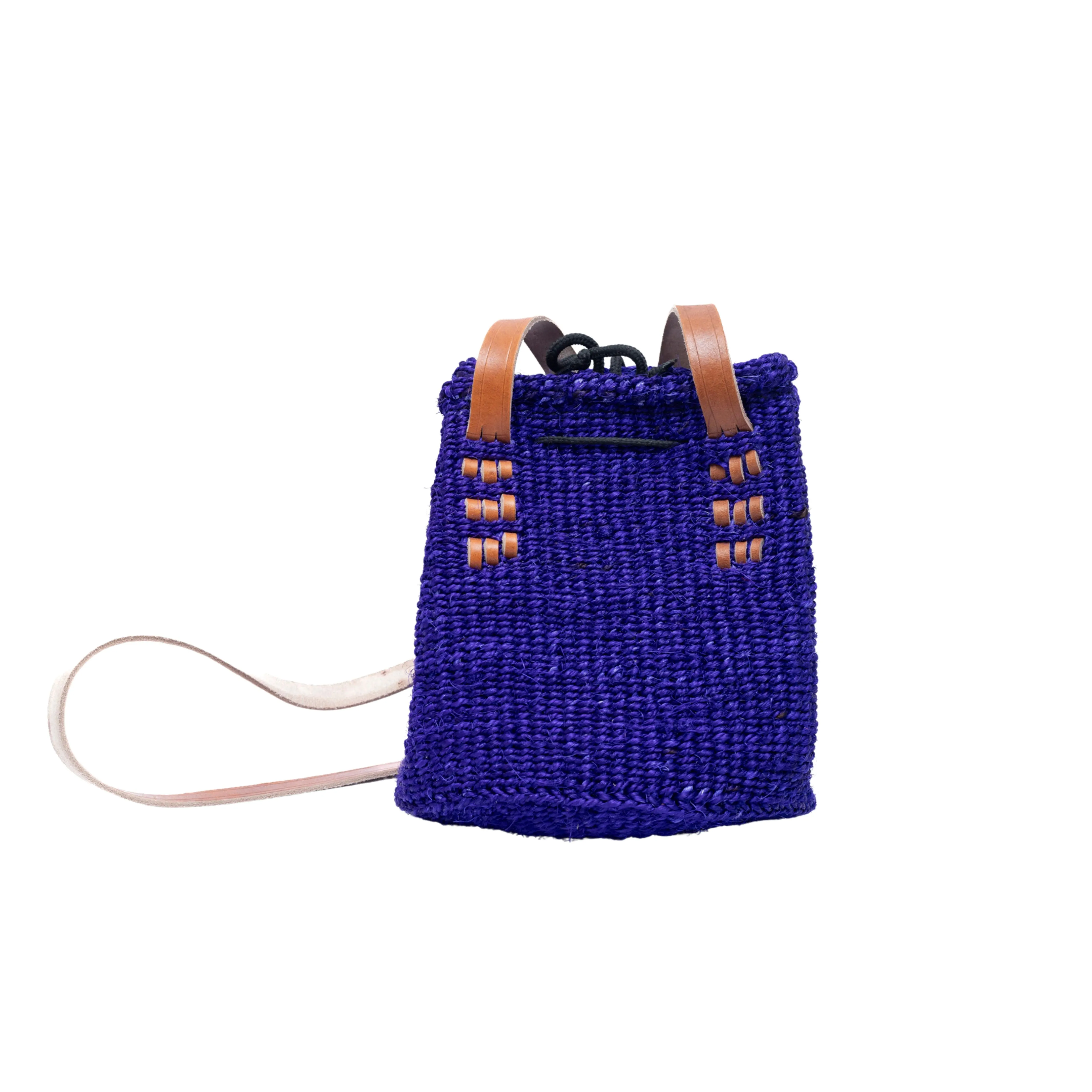 Marrakech Handwoven Sisal & Leather Drawstring Bag | Artisanal Craft with a Bohemian Flair