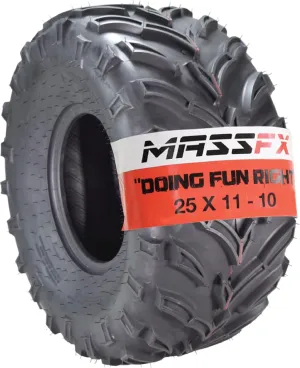 MASSFX 25x11-10 Rear Tire for All-Terrain (ATV), Utility-Task (UTV), and Side-by-Side (SxS) Vehicles - 6-Ply with 1/2" Tread Depth 25x11x10