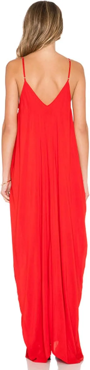 May&Maya Women's Low V-Neck and Low V-Back Maxi Dress