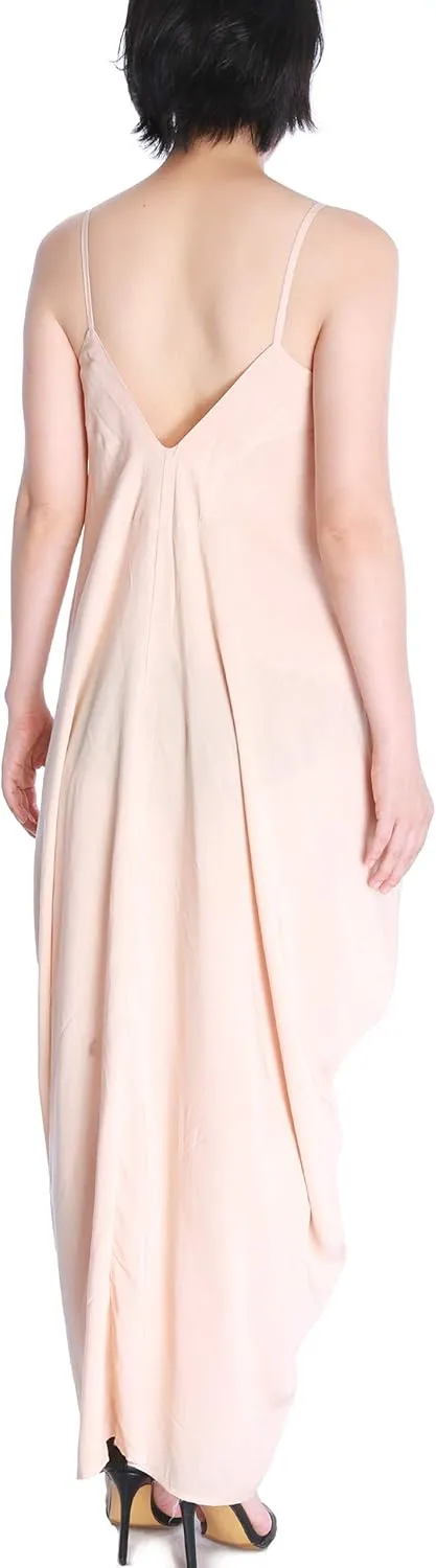May&Maya Women's Low V-Neck and Low V-Back Maxi Dress