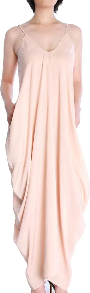May&Maya Women's Low V-Neck and Low V-Back Maxi Dress