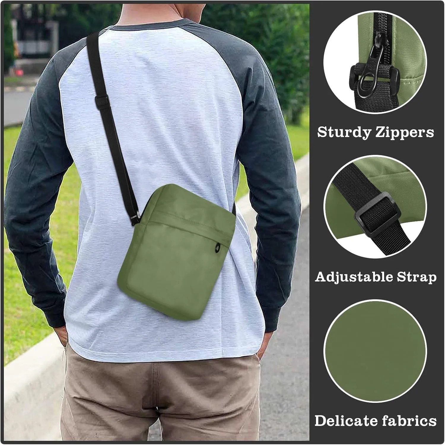 MCHIVER Small Messenger Bag Crossbody Bag for Men Women Cell Phone Shoulder Bag for Cycling Hiking Running