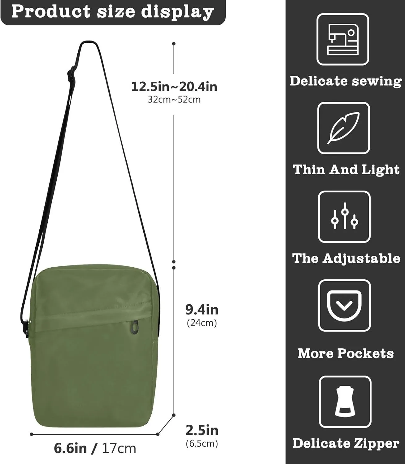 MCHIVER Small Messenger Bag Crossbody Bag for Men Women Cell Phone Shoulder Bag for Cycling Hiking Running