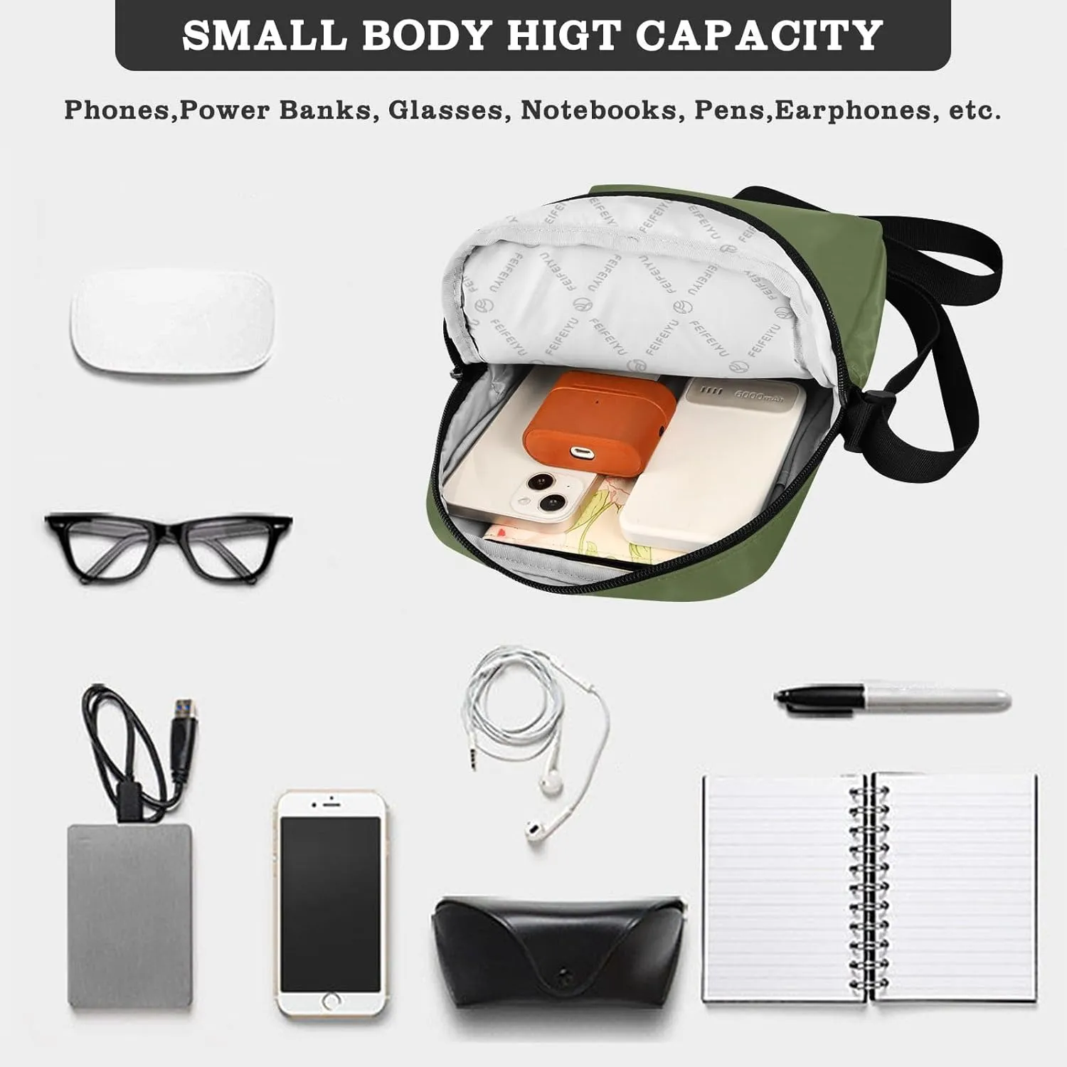 MCHIVER Small Messenger Bag Crossbody Bag for Men Women Cell Phone Shoulder Bag for Cycling Hiking Running