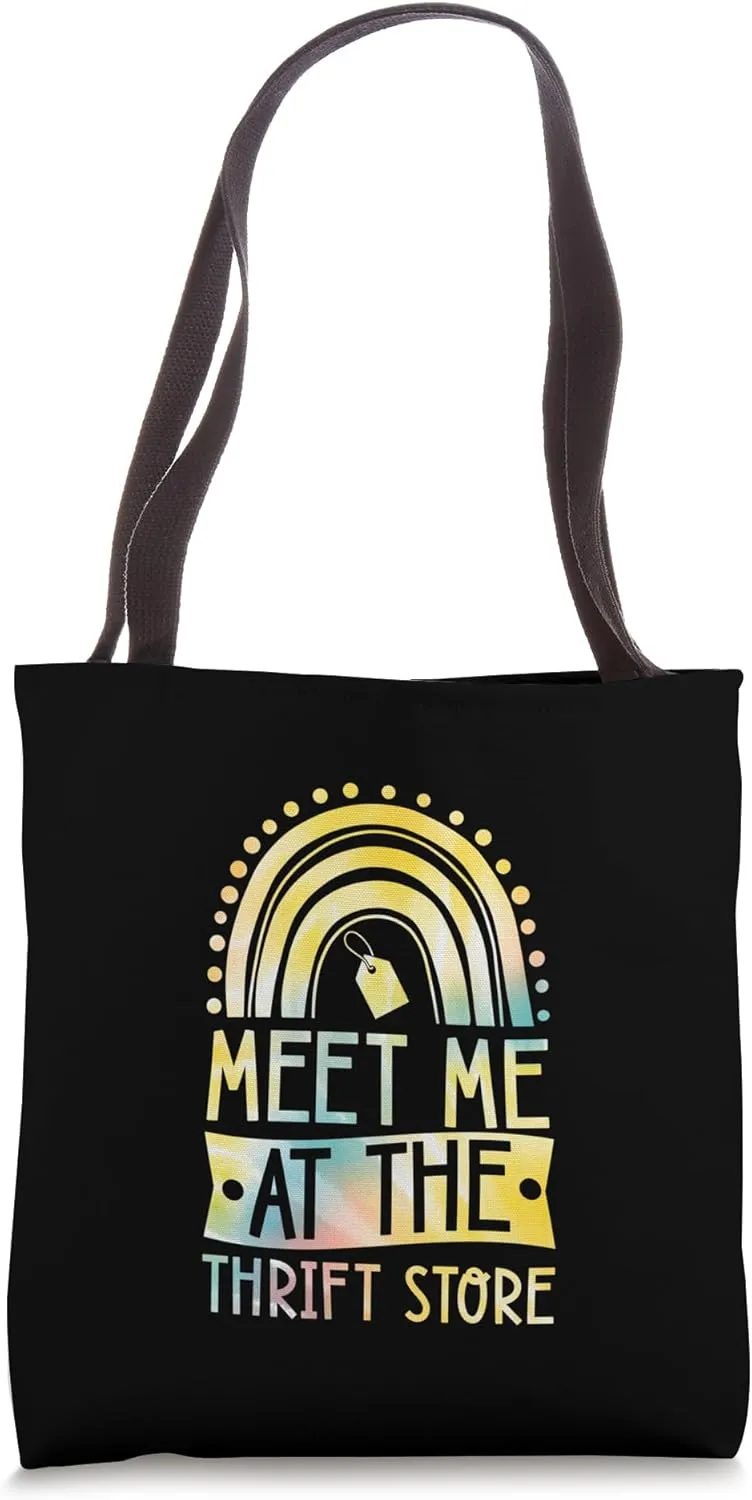 Meet Me At The Thrift Store Boho Bohemian Rainbow Tote Bag