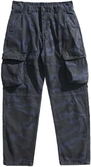Men's Camouflage Cargo Pants Cotton Regular Fit Multi Pockets Military Pants