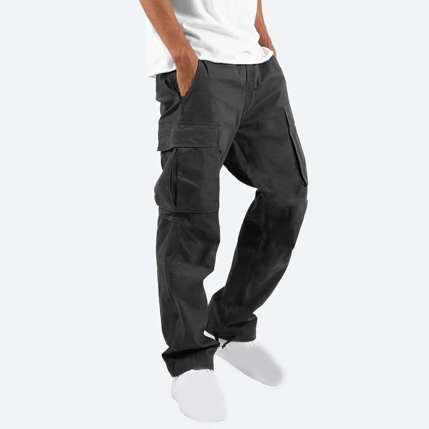 Mens Cargo Pants Casual Baggy Utility Work Hiking Joggers Athletic Big and Tall Sweatpants with Multi Pockets