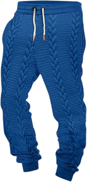 Men's Lace Up Baggy Cinch Bottom Sweatpants Knitted Workout with Pockets Joggers Loose Fitting Comfy Running