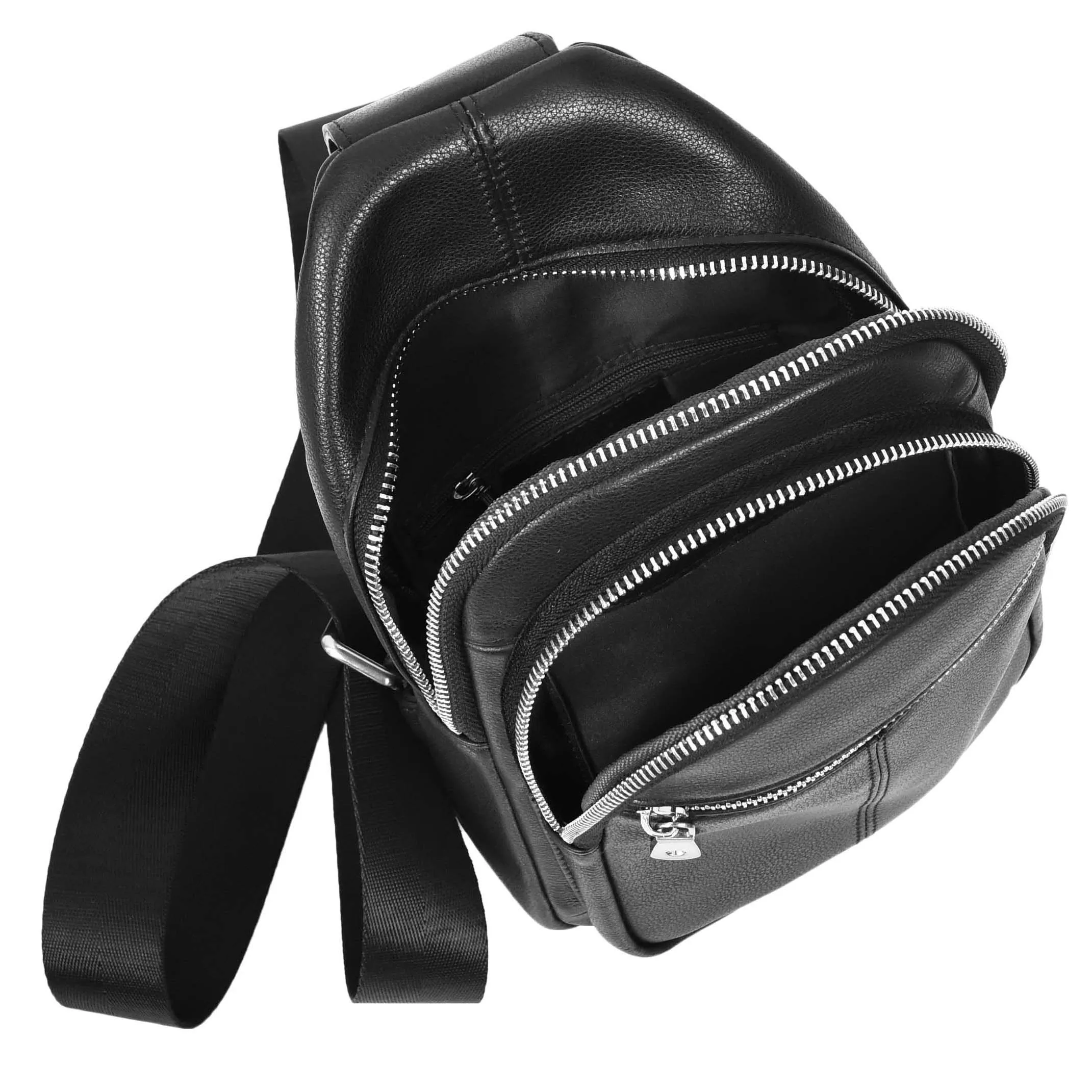 Mens Leather Front Chest Pack Travel Pouch Organiser Crossbody Bag A704 Black