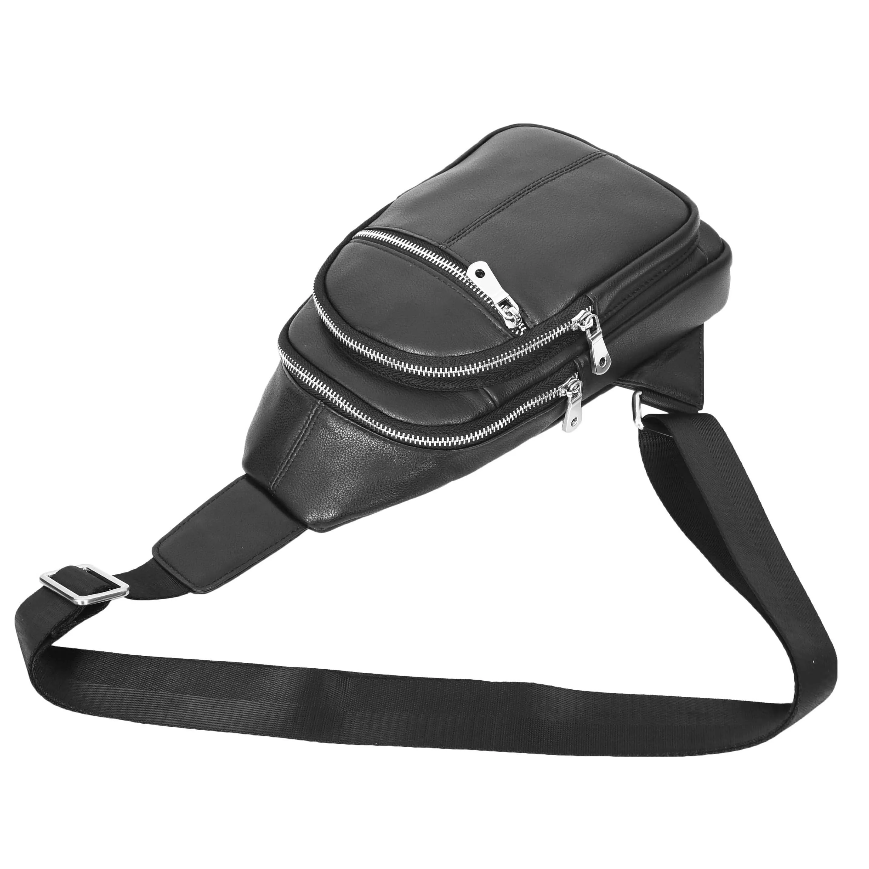 Mens Leather Front Chest Pack Travel Pouch Organiser Crossbody Bag A704 Black