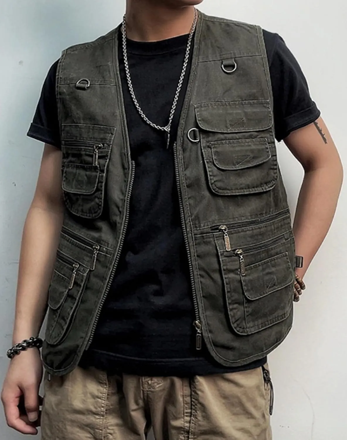 Men's Lightweight Utility Fishing Vest V Neck Safari Photographer Vests