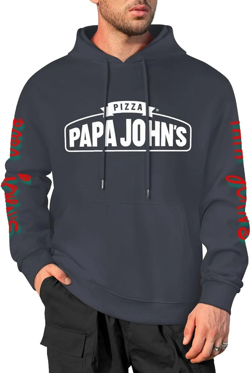 Men's Logo Graphic Cotton Hoodie with Big Pocket Long Sleeve Soft Pullover Sweatshirt for Men Work Clothes Tops Hoody