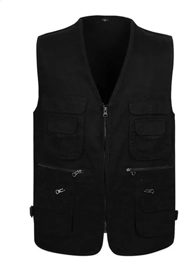 Mens Multi Pocket Outdoor Sports Mountaineering Solid Color Breathable Sleeveles Fishing Vest