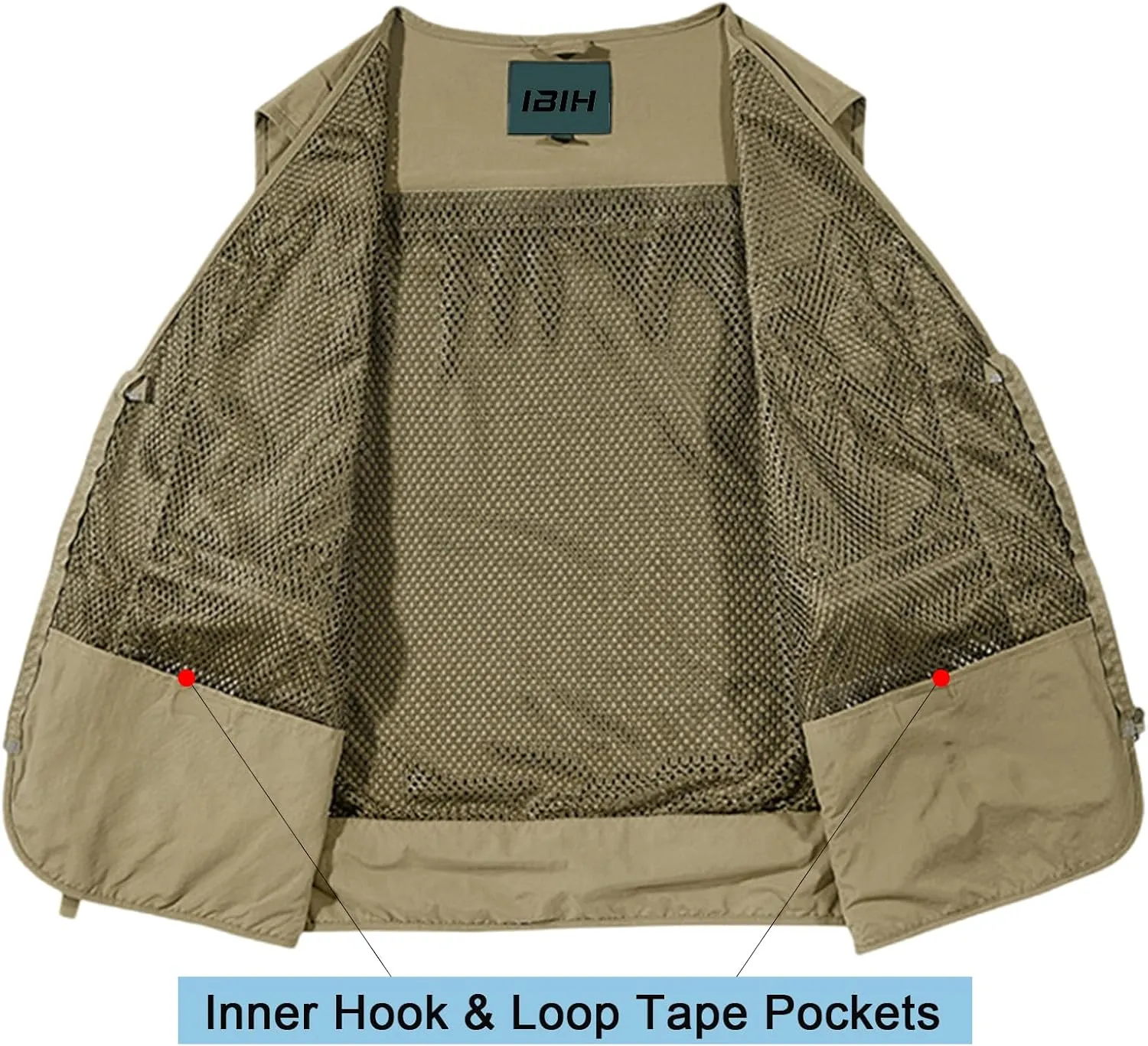 Mens Outdoor Vest Breathable Quick-Dry Fishing Vest Camping Hiking Lightweight Vest with Multi-Pocket