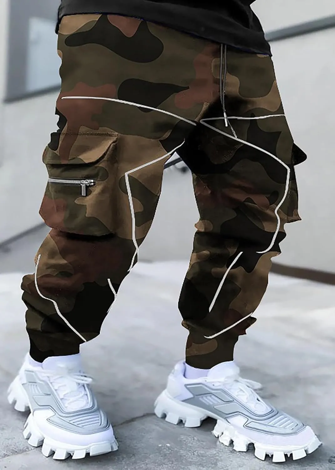 Men's Paisley Pants Cargo Jogger Hip Hop Workout Punk Pants Bandana Techwear Streetwear Sweatpants