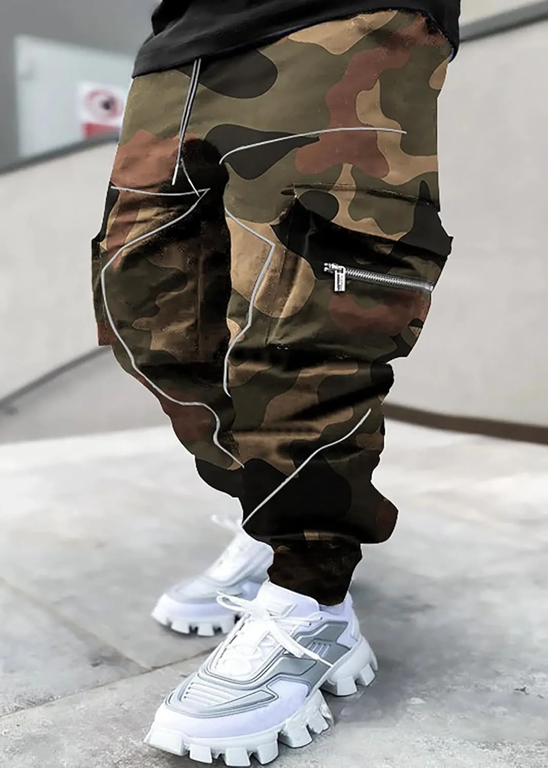 Men's Paisley Pants Cargo Jogger Hip Hop Workout Punk Pants Bandana Techwear Streetwear Sweatpants