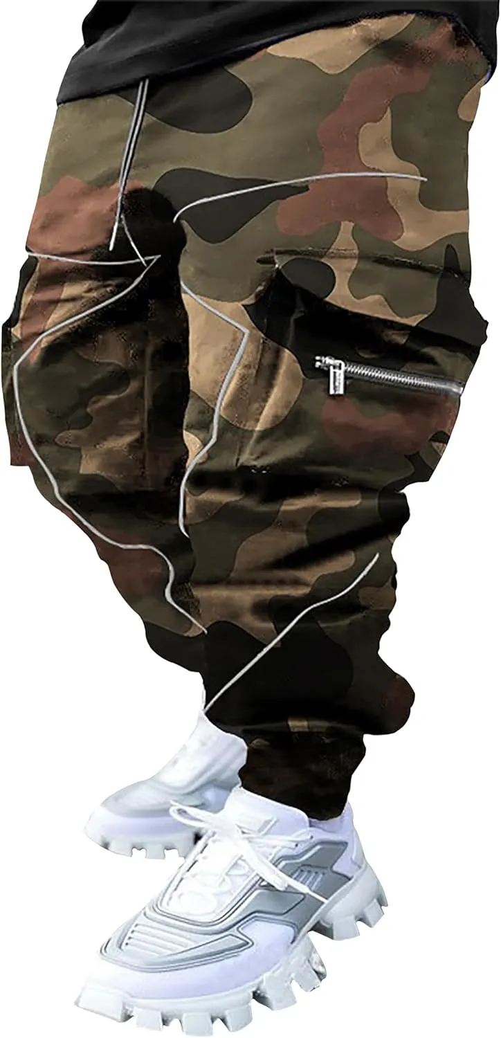 Men's Paisley Pants Cargo Jogger Hip Hop Workout Punk Pants Bandana Techwear Streetwear Sweatpants
