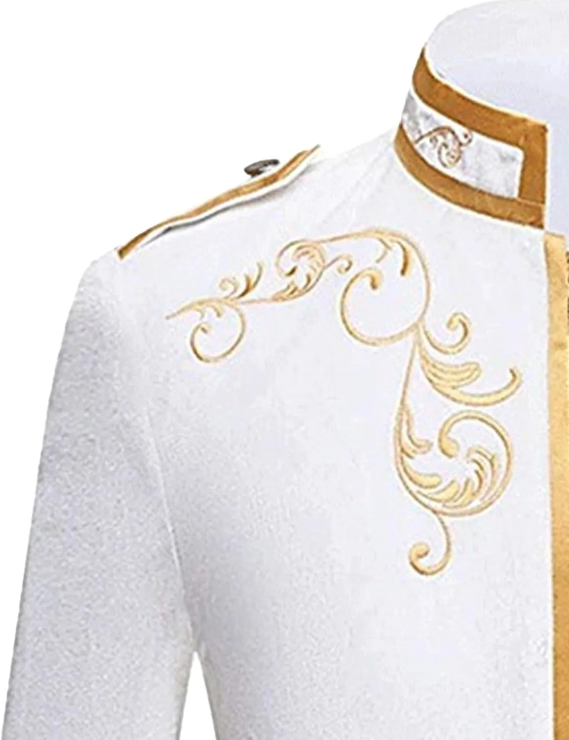 Men's Royal Prince Gold Embroidered Suit Jacket Court Fashion Uniform Jacket Suit Military Blazers Parade Punk