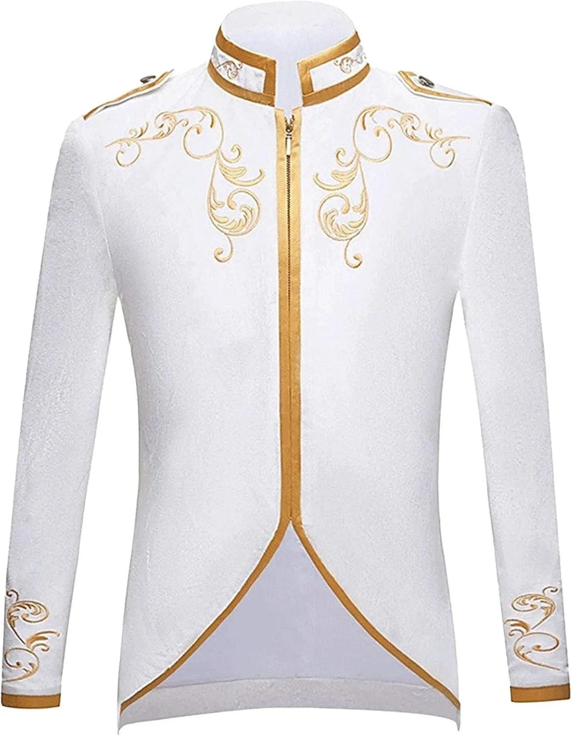 Men's Royal Prince Gold Embroidered Suit Jacket Court Fashion Uniform Jacket Suit Military Blazers Parade Punk