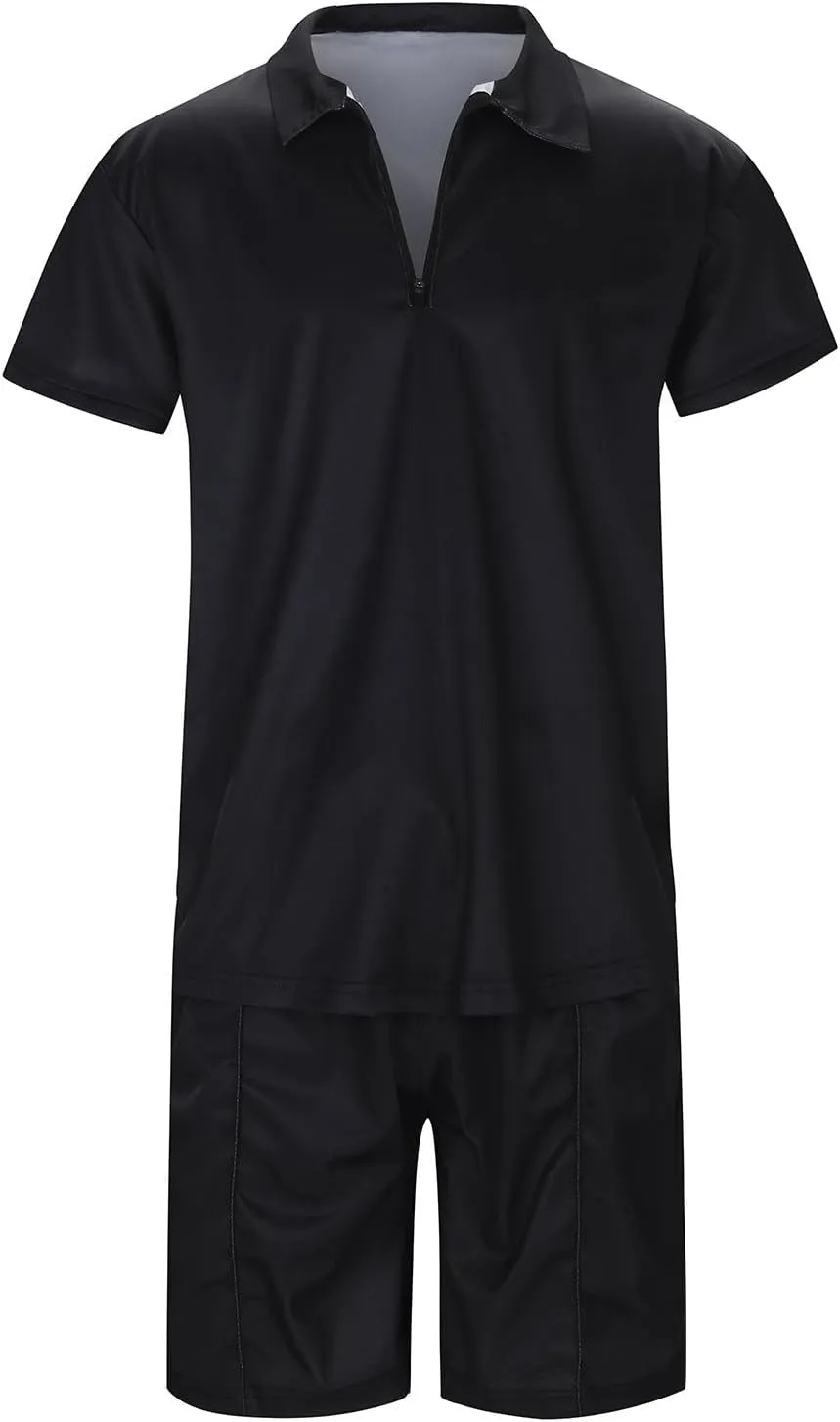 Mens Short Sets Outfits 2 Piece Summer Tracksuit, Men's Short Sleeve Polo Shirt And Short Sets Summer Outfits For Men