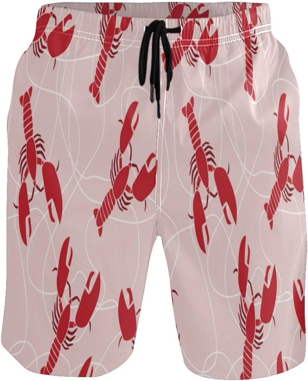 Men's Swim Trunks Quick Dry Swimming Shorts with Pocket Red Flat Lobster Swimsuit Trunks
