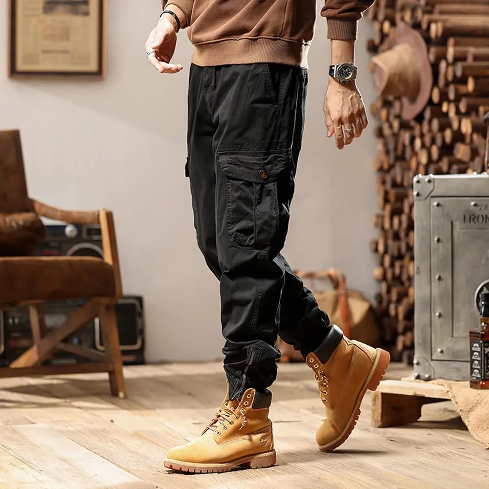 Men's Tactical Cargo Pants Cotton Regular Fit Multi Pockets Work Pants