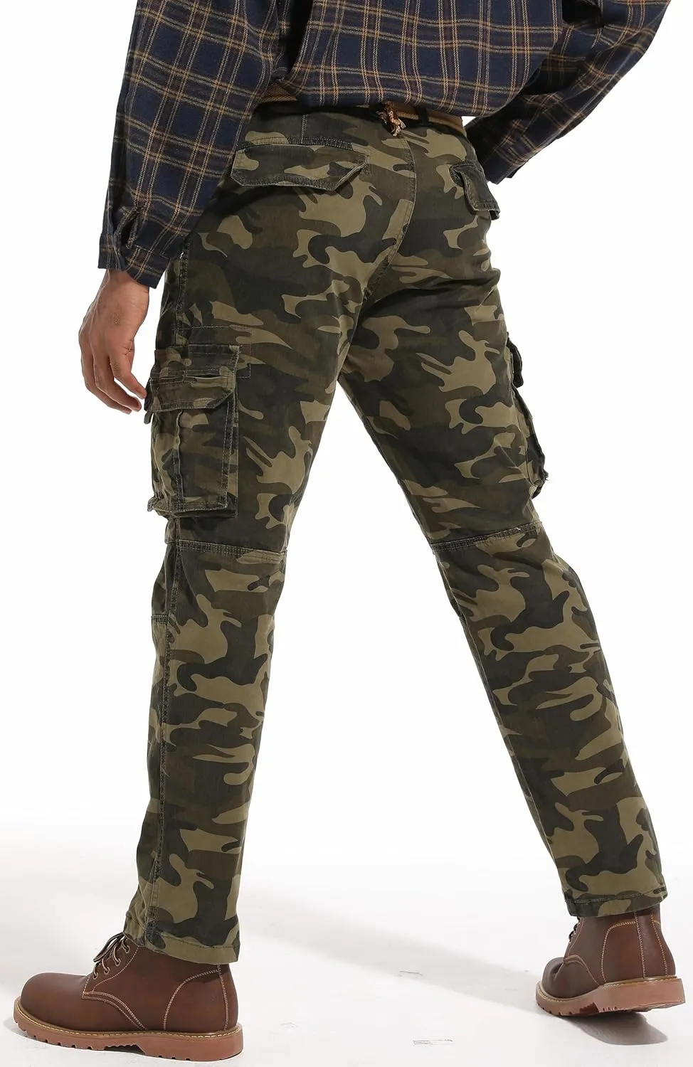 Men's Twill Slim-Fit Cargo Hiking Pants Stretch Cotton Casual Outdoor Tactical Utility Work Military Combat Pants