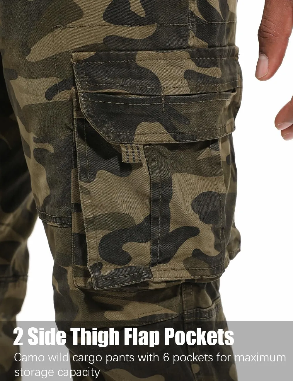 Men's Twill Slim-Fit Cargo Hiking Pants Stretch Cotton Casual Outdoor Tactical Utility Work Military Combat Pants