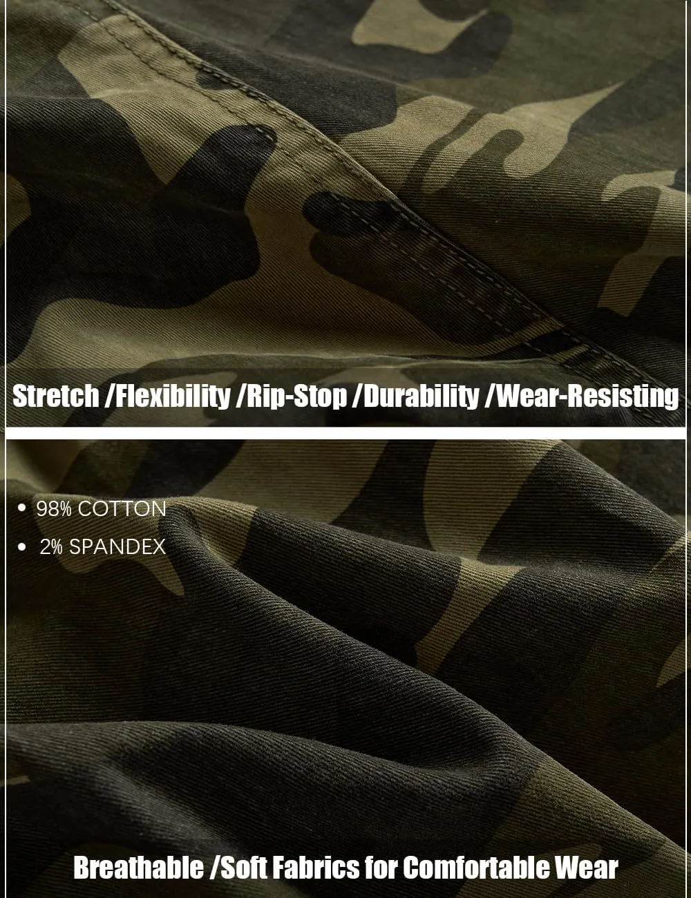 Men's Twill Slim-Fit Cargo Hiking Pants Stretch Cotton Casual Outdoor Tactical Utility Work Military Combat Pants