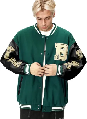 Mens Varsity Jacket Baseball Bomber Jacket Vintage Unisex Streetwear Coats with Patchwork Hipster Utility Tops
