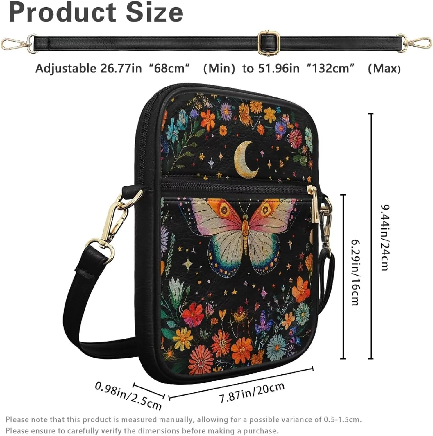 Messenger Bag for Women Men Leather Crossbody Bag Messenger Bag Purse with Adjustable Strap Travel Sling Bag