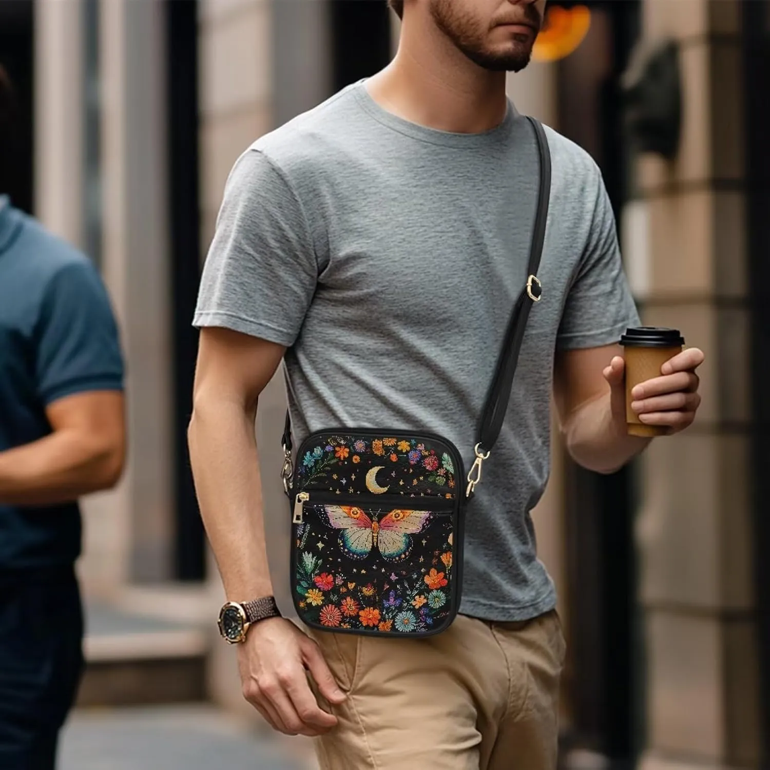 Messenger Bag for Women Men Leather Crossbody Bag Messenger Bag Purse with Adjustable Strap Travel Sling Bag