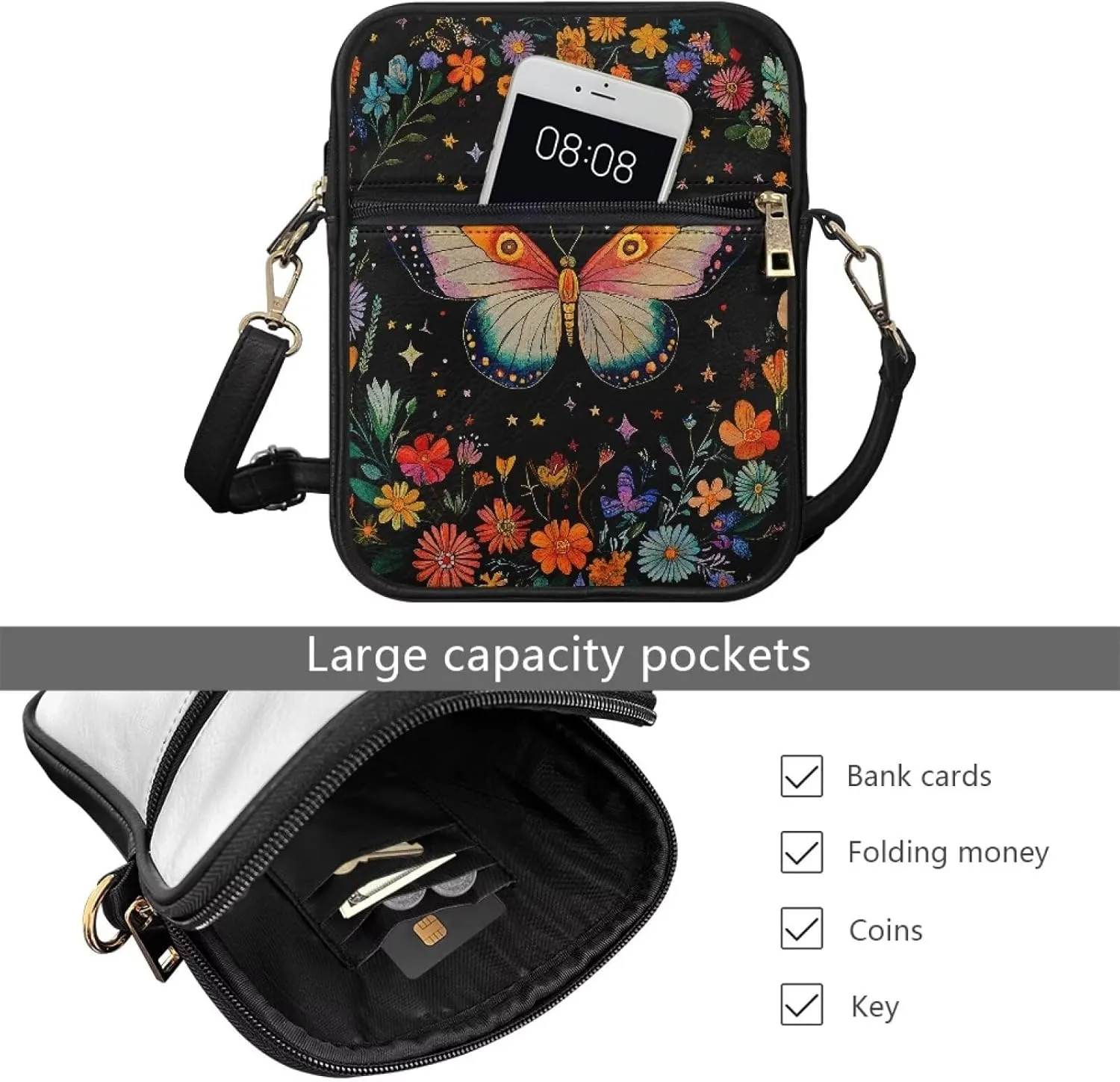 Messenger Bag for Women Men Leather Crossbody Bag Messenger Bag Purse with Adjustable Strap Travel Sling Bag