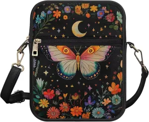 Messenger Bag for Women Men Leather Crossbody Bag Messenger Bag Purse with Adjustable Strap Travel Sling Bag